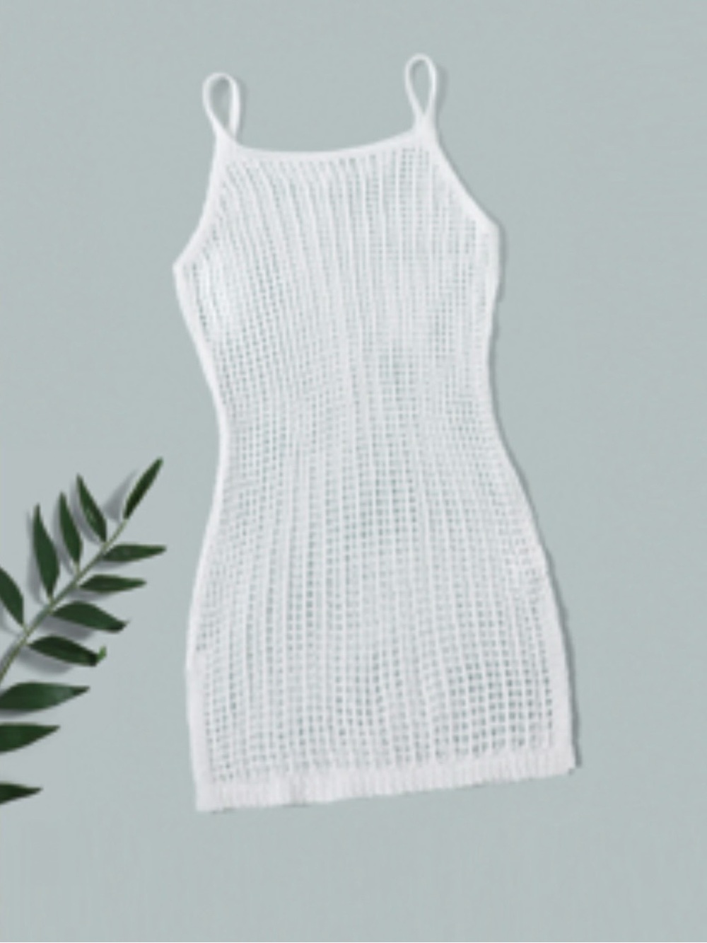 💕Size 9-10 White Crochet Knit Spaghetti Strap Swim Coverup!